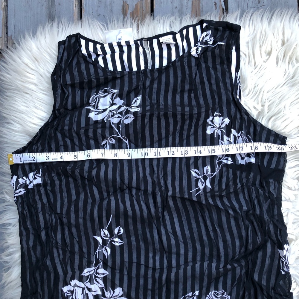 Style&Co 2 layers Rose Floral Striped Black and White Maxi Slit Dress size 16 - Picture 7 of 9